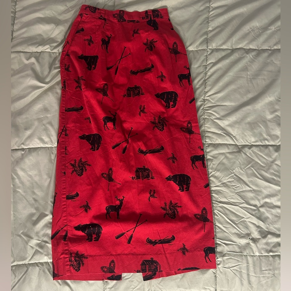 Sharon Young Red and Black Patterned Maxi Skirt